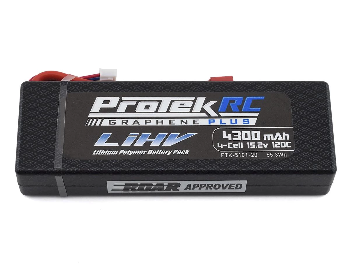 ProTek RC 4S 120C Low IR Si-Graphene + HV LCG LiPo Battery (15.2V/4300mAh) w/T-Style Connector (ROAR Approved) 3 ProTek RC 4S 120C Low IR Si-Graphene + HV LCG LiPo Battery (15.2V/4300mAh) w/T-Style Connector (ROAR Approved)