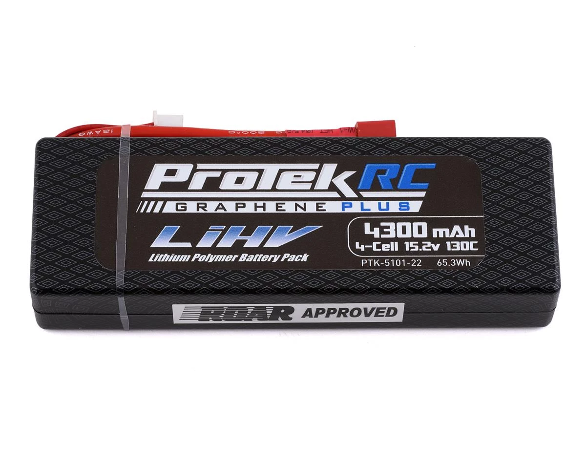 ProTek RC 4S 130C Low IR Si-Graphene + HV LCG LiPo Battery (15.2V/4300mAh) w/T-Style Connector (ROAR Approved) 3 ProTek RC 4S 130C Low IR Si-Graphene + HV LCG LiPo Battery (15.2V/4300mAh) w/T-Style Connector (ROAR Approved)