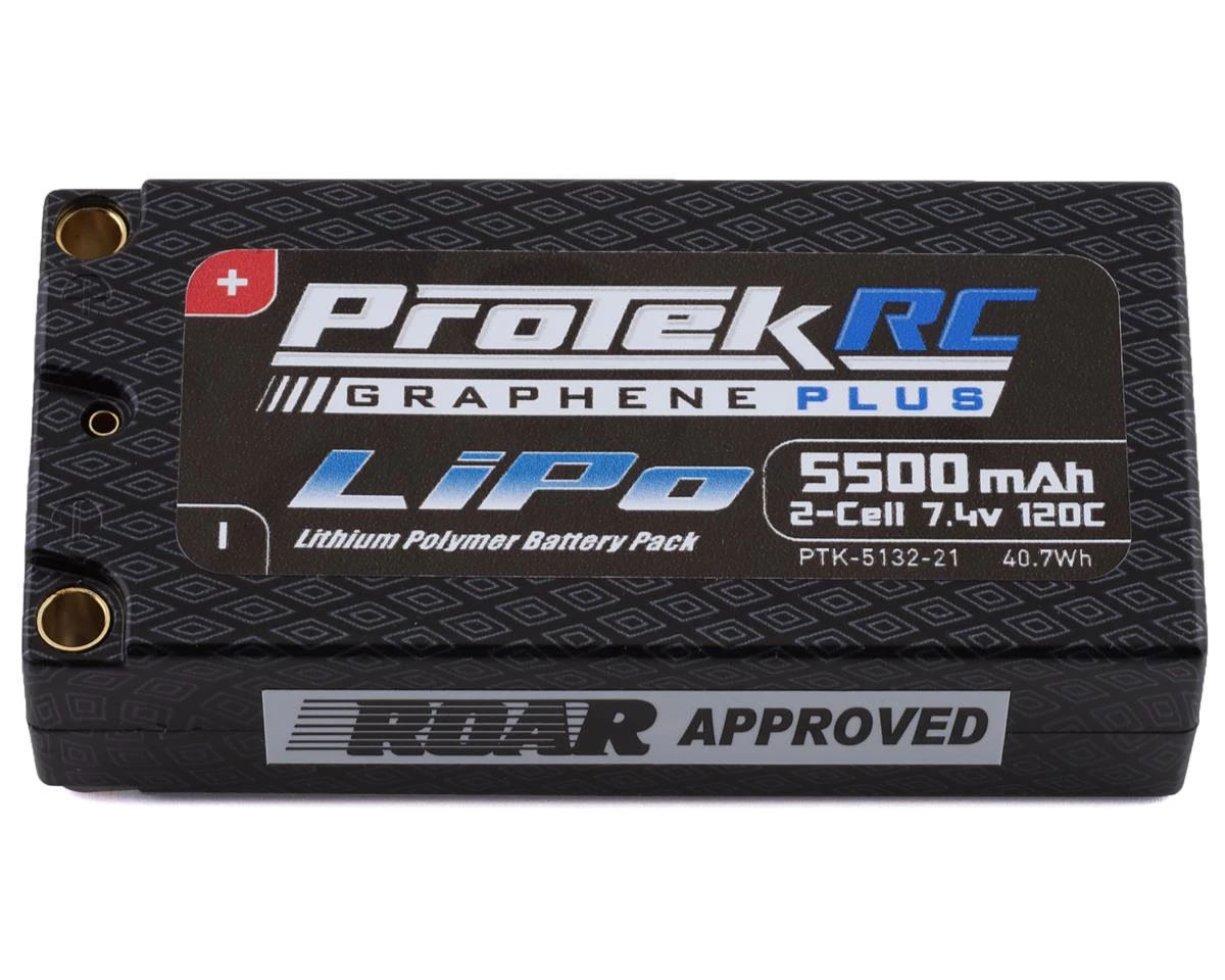 ProTek RC "Drag Race" 2S 120C Si-Graphene + Shorty LiPo Battery (7.4V/5500mAh) w/5mm Connectors 3 ProTek RC "Drag Race" 2S 120C Si-Graphene + Shorty LiPo Battery (7.4V/5500mAh) w/5mm Connectors